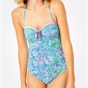 Lilly Pulitzer Sz 10 Surf Blue SOLEIL IT ON ME JAGGER SWIMSUIT One Piece NWT